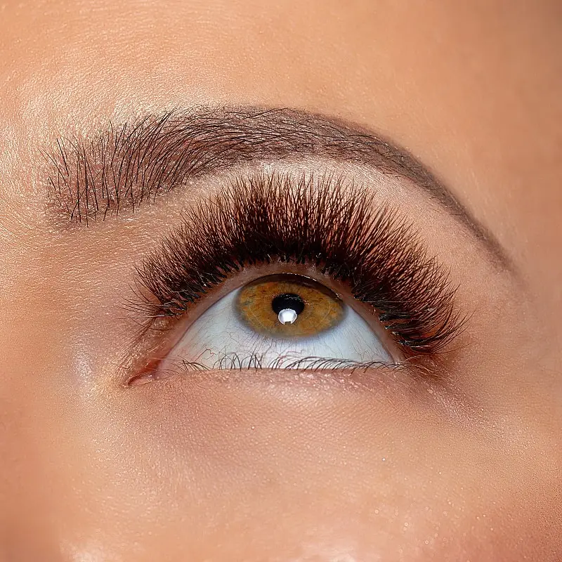 woman's eye with eyelash extensions 