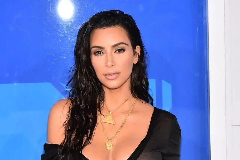 Kim Kardashian West (wearing a vintage John Galliano dress and Yeezy necklaces) at arrivals for 2016 MTV Video Music Awards VMAs - Arrivals 4, Madison Square Garden, New York, NY August 28, 2016